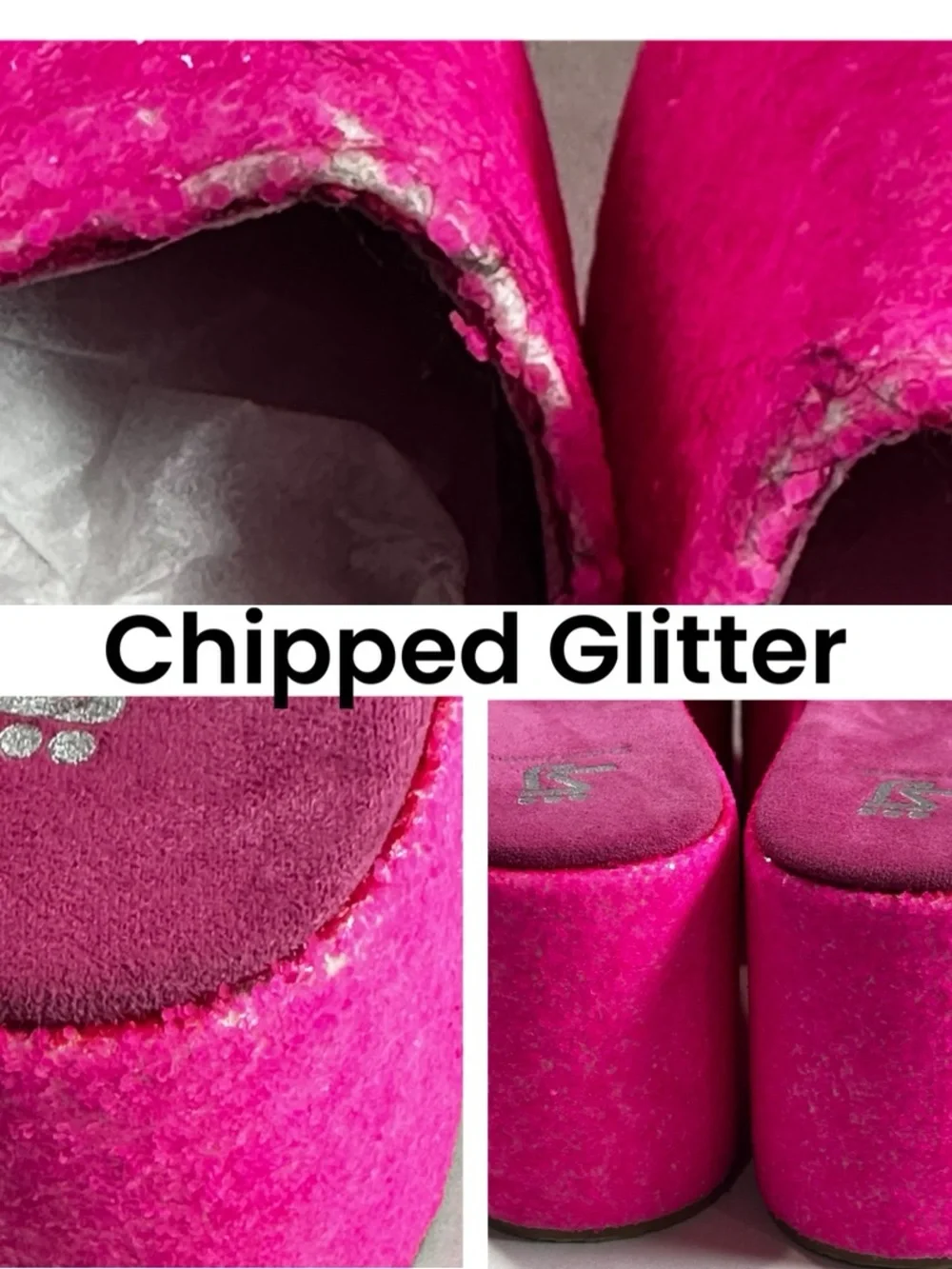 Shane Justin Neon Pink Glitter Platform Statement Summer Sandals Slides Size 42